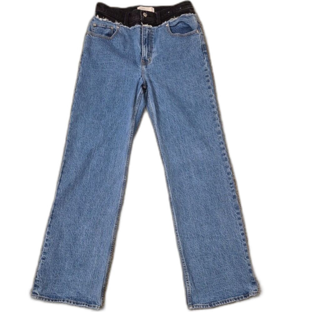 Abercrombie 90s Relaxed Jeans 6R 28 High Rise Two Tone Waist Wide Leg Y2K Grunge